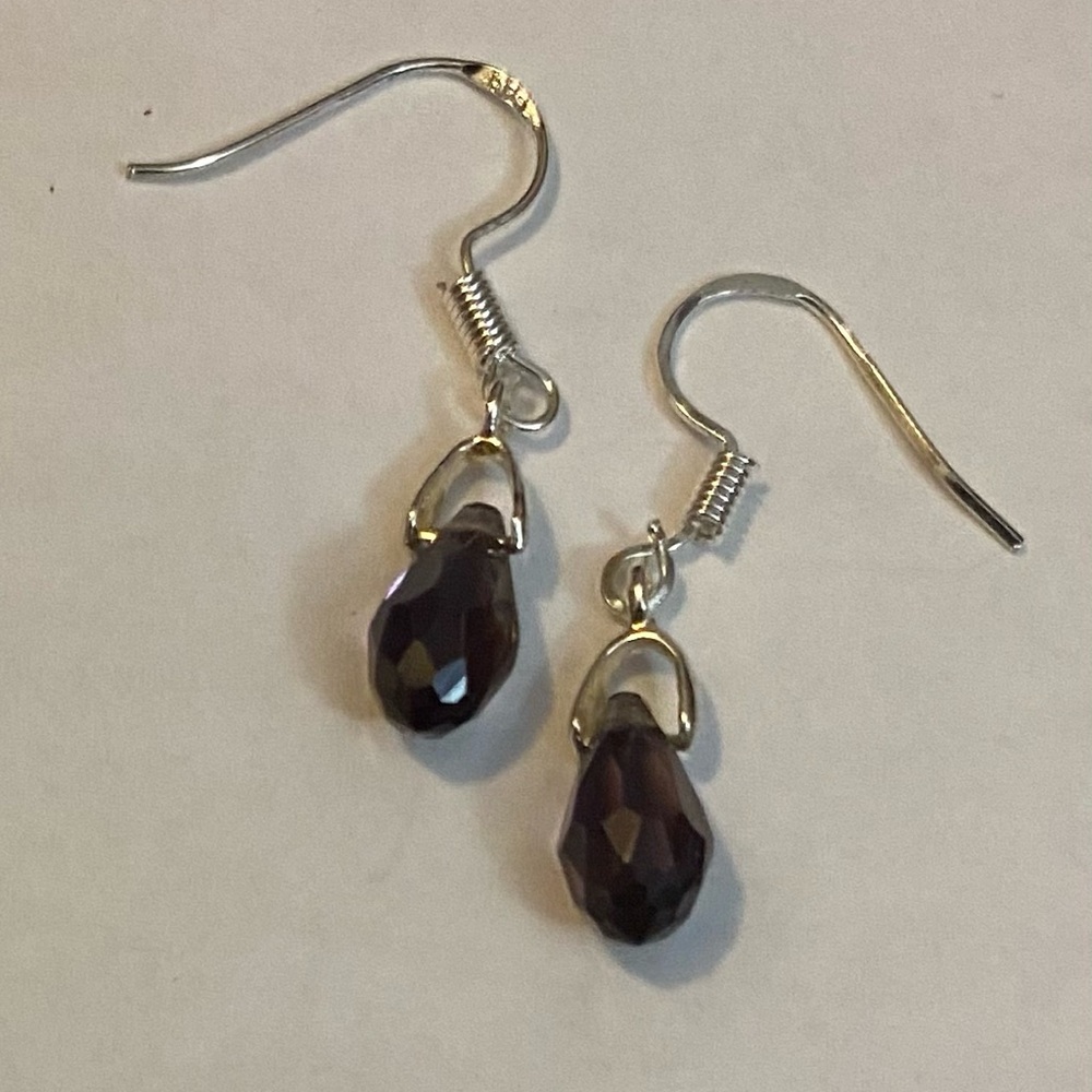 NEW SWAROVSKI dark purple crystal teardrop earrings